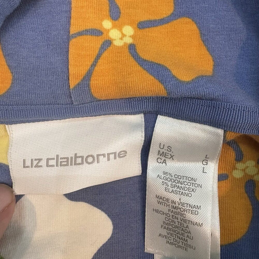 Liz Claiborne Vintage Floral Dress/Swimsuit Cover Up SZ Large Stretch, Retro - Picture 5 of 6